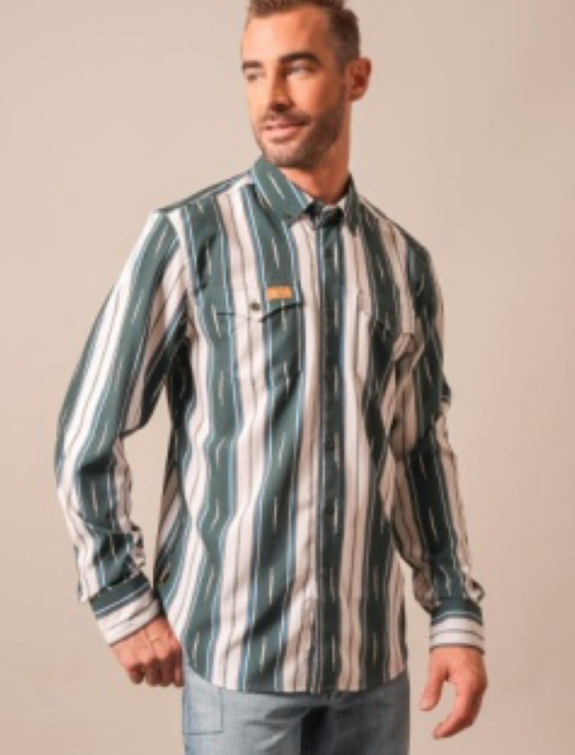KIMES RANCH MENS ZACK TOP HICKORY BUTTON UP SHIRT