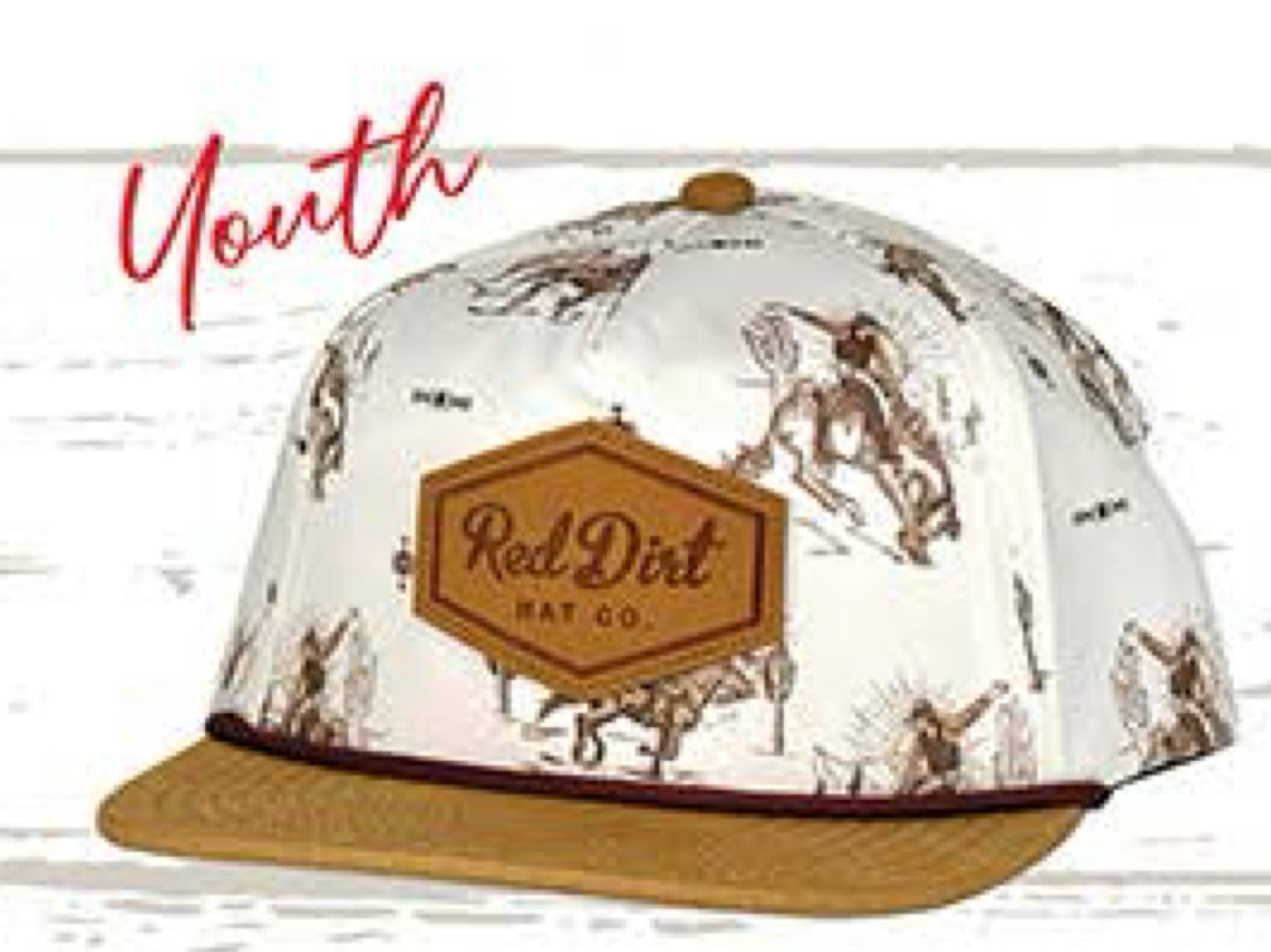 RED DIRT HAT CO OUT WEST YOUTH HAT-WESTREN PRINT-TAN BILL TAN ROPE UNSTRUCTURED