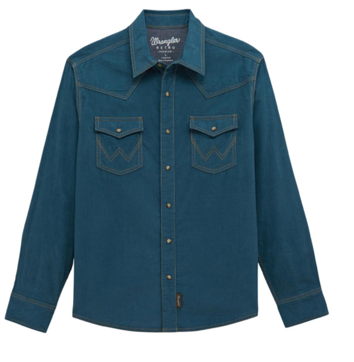 WRANGLER MENS RETRO PREMIUM LONG SLEEVE SNAP SHIRT-MODERN FIT