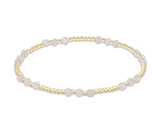 E NEWTON GEMSTONE GOLD JOY PATTERN 3MM BEAD BRACELET MOONSTONE