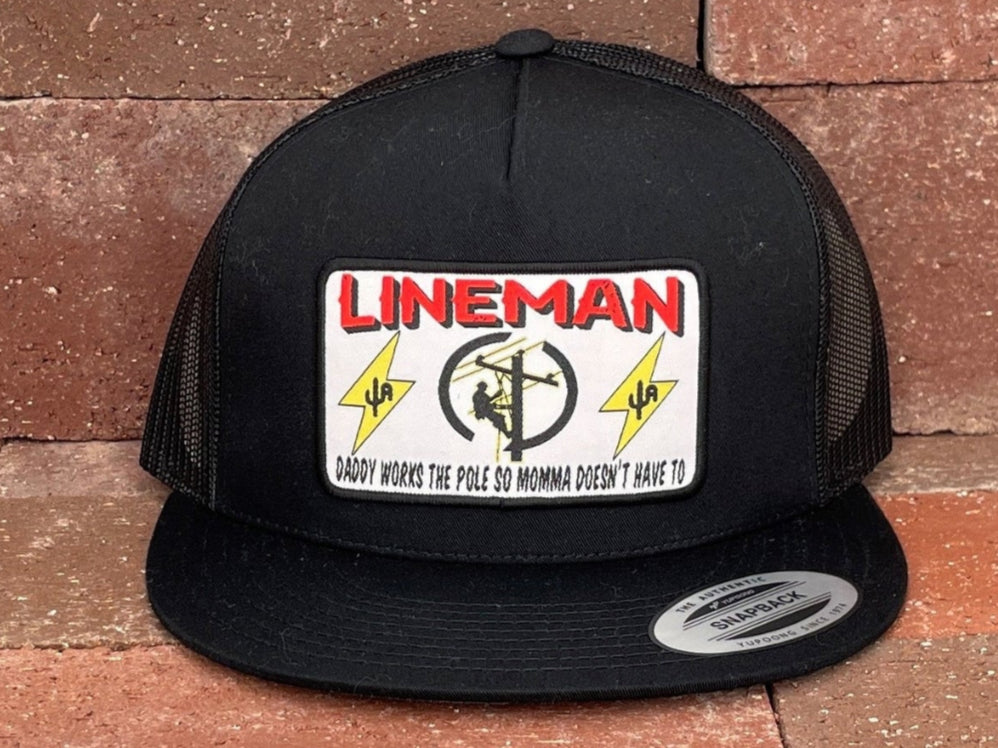 CATUS ALLEY HAT CO LINEMAN BLACK/BLACK MESH SNAPNBACK CAP