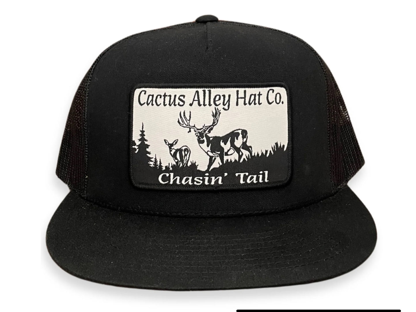 CACTUS ALLEY HAT CO CHASIN’ TAIL 6006 BLACK/BLACK MESH SNAPBACK CAP