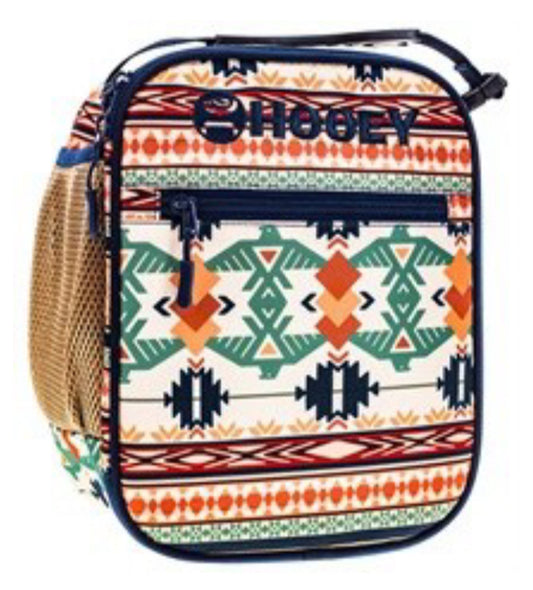 HOOEY AZTEC/TAN WITH NAVY HANDLE LUNCHBOX