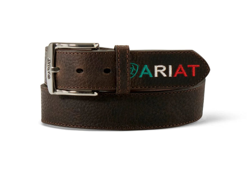 ARIAT 1 1/2” MEXICAN FLAG EMBROIDERED LOGO AND SHIELD BELT