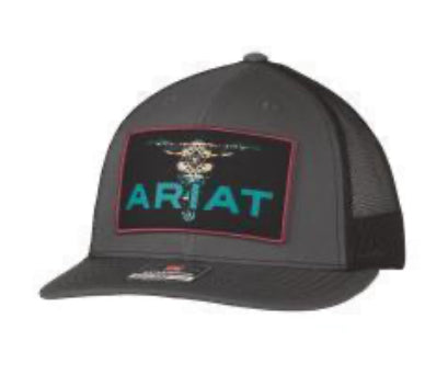 ARIAT MENS GRAY AZTEC LONGHORN LOGO CAP