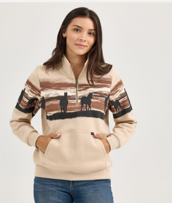 WRANGLER WOMENS RETRO VINTAGE 1/4 ZIP SWEATSHIRT