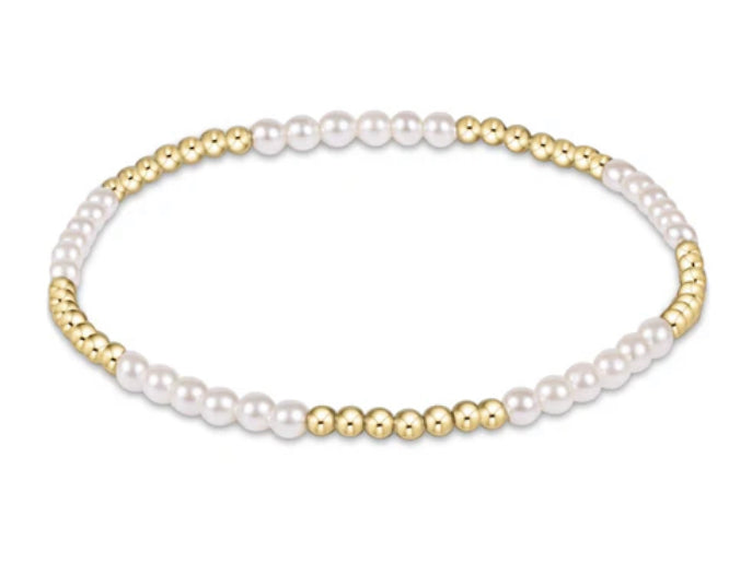 E NEWTON CLASSIC BLISSFUL PATTERN 2.5 MM BEAD BRACELET-3 MM PEARL