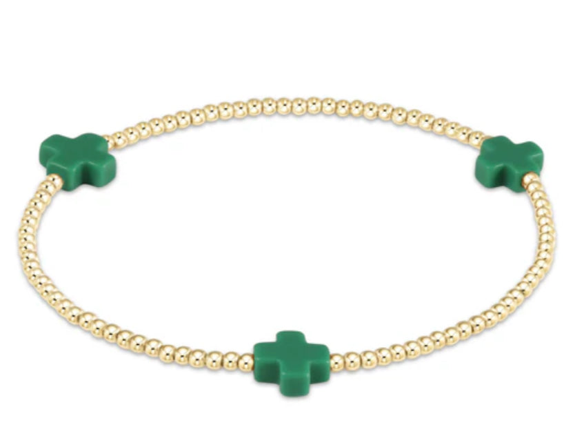 E NEWTON SIGNATURE CROSS GOLD PATTERN 2MM BEAD BRACELET IN VARIOUS COLORS