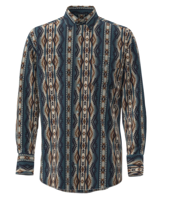 WRANGLER MENS CHECOTAH LONG SLEEVE SNAP WESTERN SHIRT