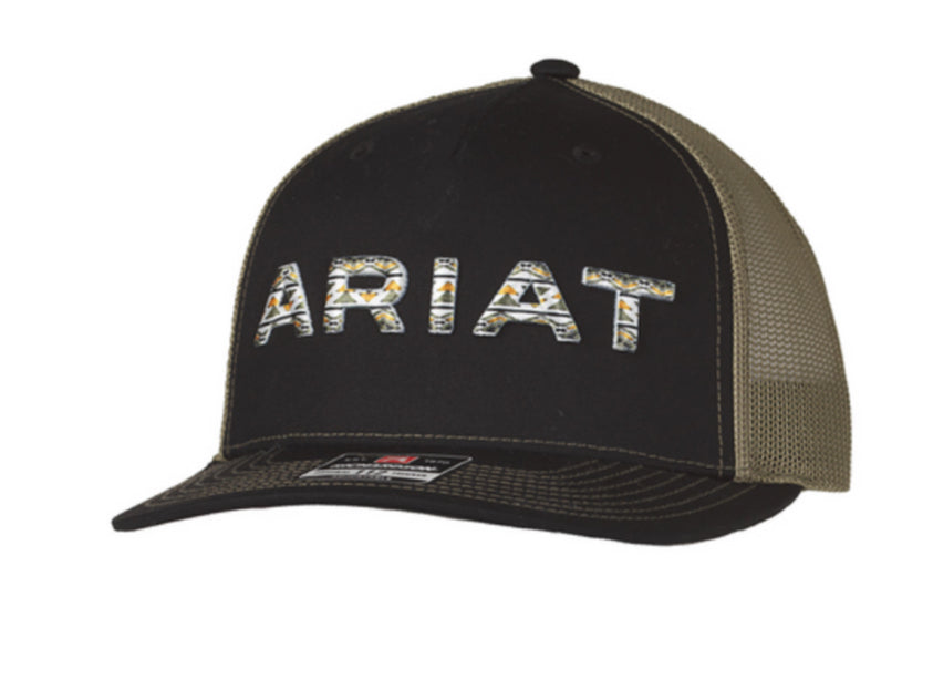ARIAT OLIVE AND BLACK AZTEC LOGO CAP