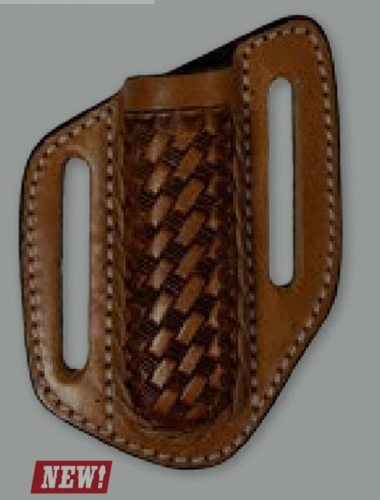 TWISTED X KNIFE SHEATH, CONTOURED, BASKET WEAVE AND BRAID