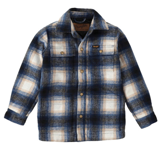 WRANGLER BOYS FLANNEL SHIRT JACKET-QUILED LINED
