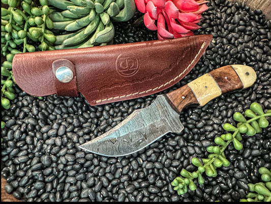 CIRCLE SH CUTLERY DAMASCUS BLADE KNIFE AND SHEATH