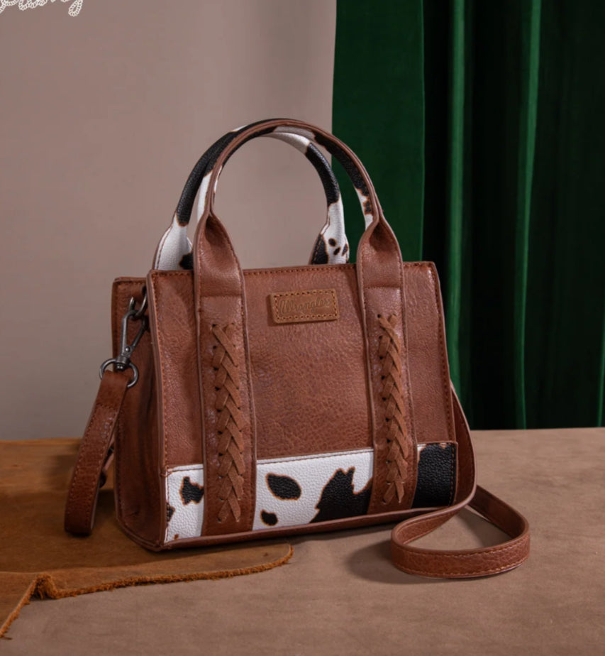 WRANGLER COW PRINT CONCEALED CARRY TOTE/CROSSBODY