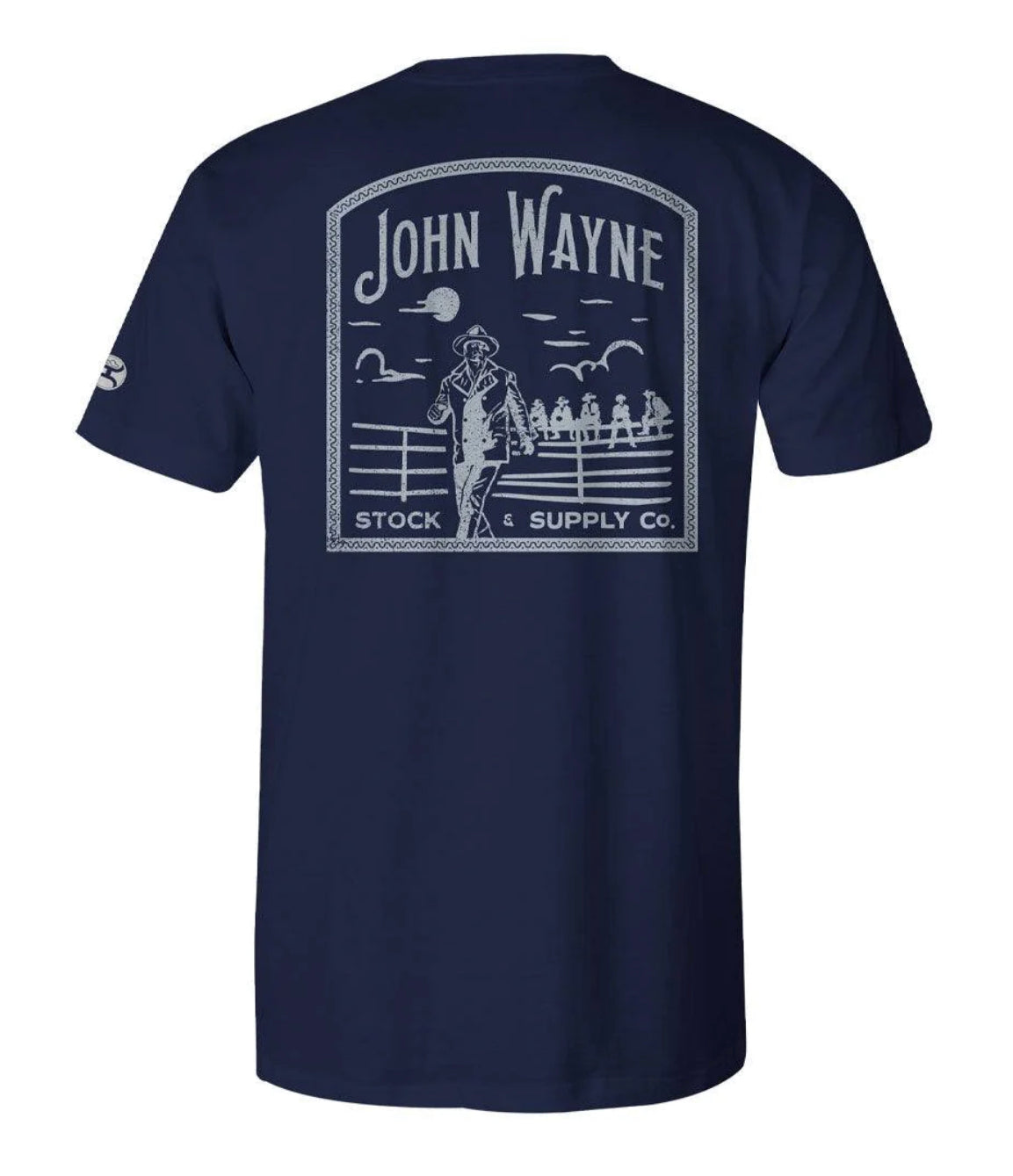 HOOEY JOHN WAYNE NAVY CREW NECK SHORT SLEEVE T-SHIRT WITH LOGO ON CHEST AND SLEEVE