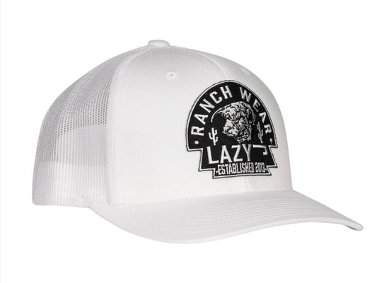 LAZY J RANCH WHITE BLACK ARROWHEAD MID PROFILE TRUCKER HAT