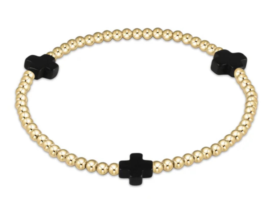 E NEWTON EXTENDS SIGNATURE CROSS GOLD PATTERN 3 MM BEAD BRACELET