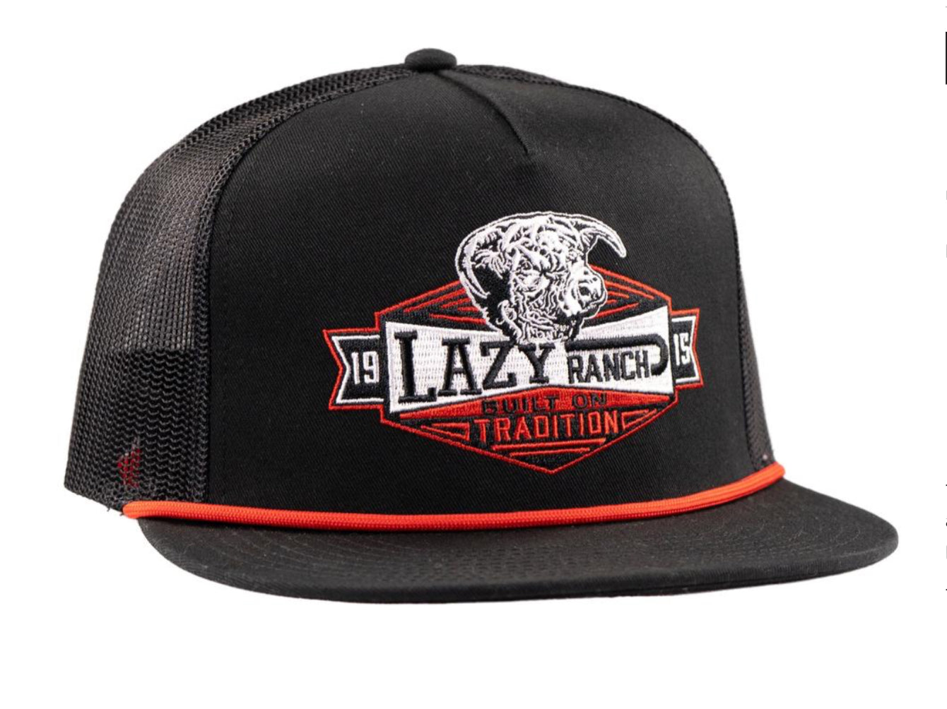 LAZY J RANCH BLACK DOMINO CLASSIC ROPE TRUCKER HAT