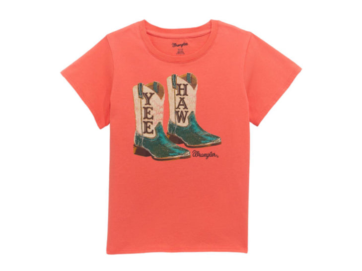 WRANGLER GIRLS YEE HAW BOOTS GRAPHIC TEE