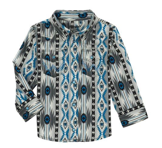 WRANGLER BABY BOY CHECOTAH LONG SLEEVE BUTTON UP