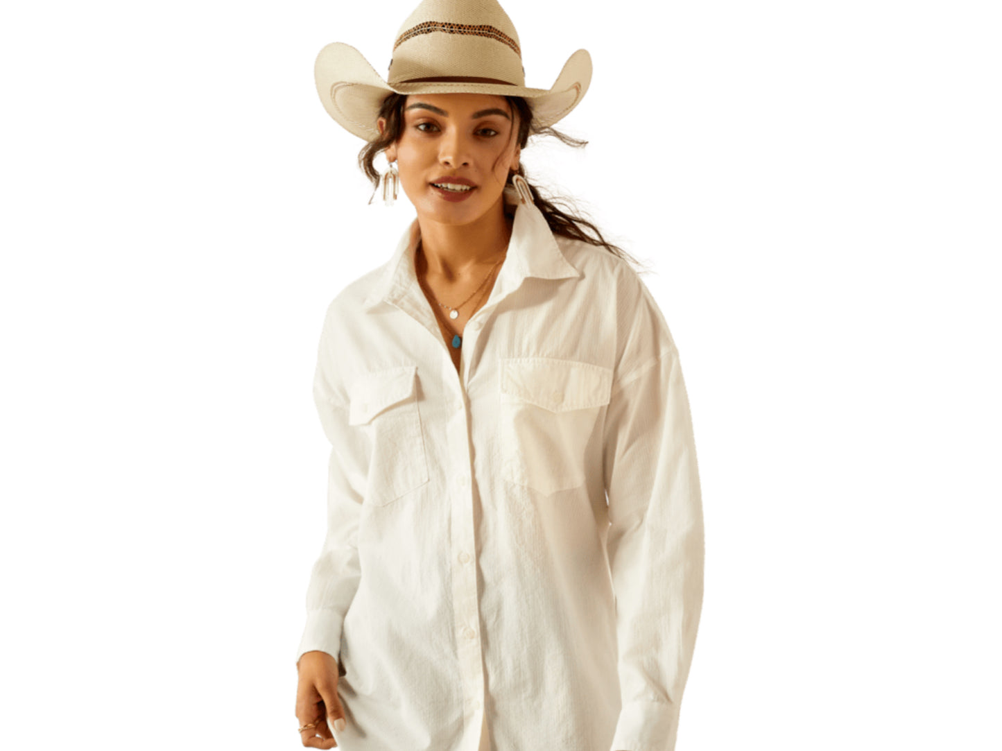 ARIAT WOMENS BAGGY BUTTON UP SHIRT
