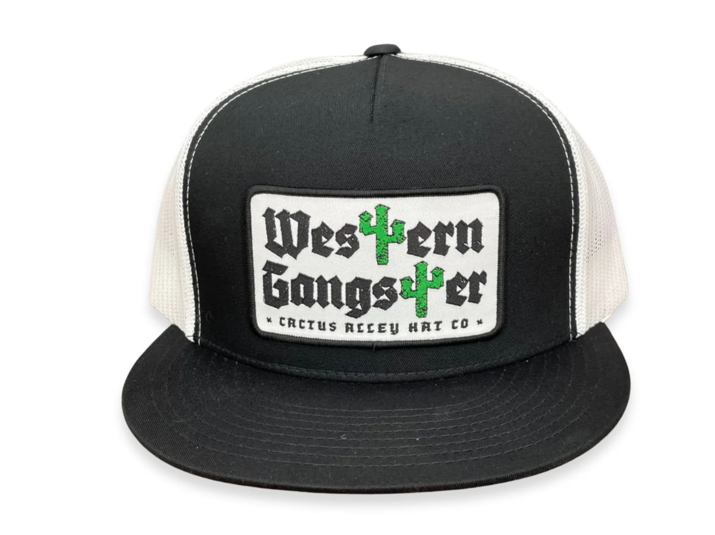 CACTUS ALLEY HAT CO WESTERN GANGSTER CA6006 BLACK/WHITE MESH SNAPBACK CAP