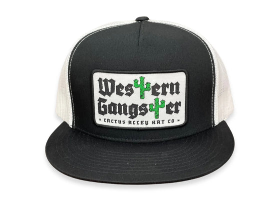 CACTUS ALLEY HAT CO WESTERN GANGSTER CA6006 BLACK/WHITE MESH SNAPBACK CAP