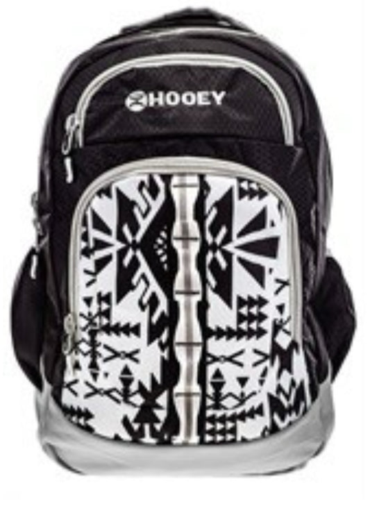 HOOEY OX BACKPACK-BLACK/GREY WITH AZTEC PATTERN ACCENTS