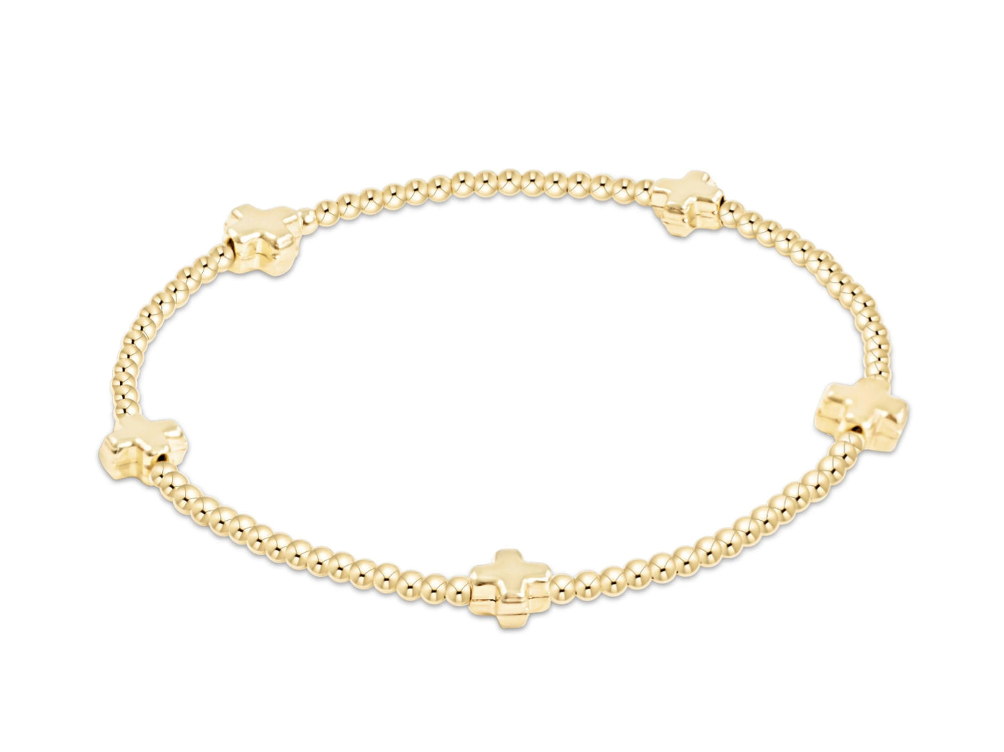 E NEWTON SIGNATURE CROSS SMALL 2MM GOLD BRACELET