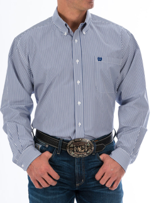 CINCH MENS LONG SLEEVE STRIPE BUTTON UP SHIRT
