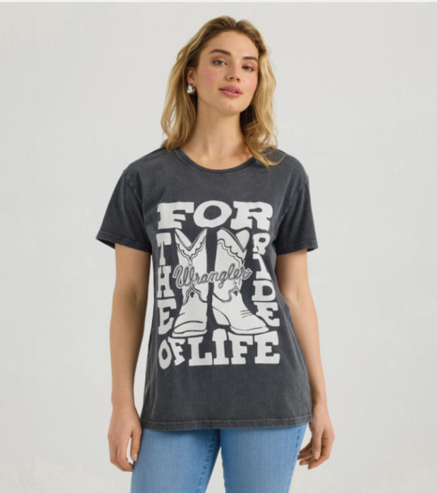 WRANGLER WOMENS RIDE BOOTS BOYFRIEND TEE