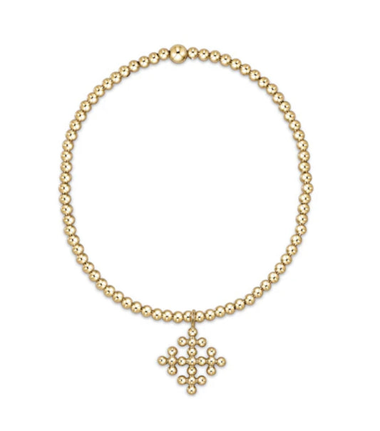 E NEWTON CLASSIC GOLD 2.5 MM BEAD BRACELET-CLASSIC BEADED SIGNATURE CROSS ENCOMPASS GOLD CHARM