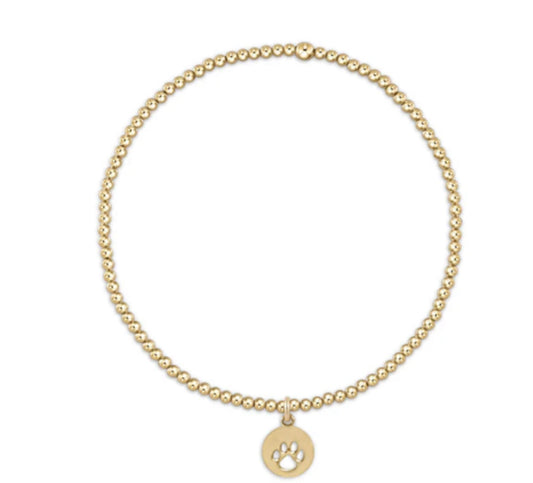 E NEWTON CLASSIC GOLD 2 MM BEAD BRACELET-PAW PRINT SMALL GOLD DISC
