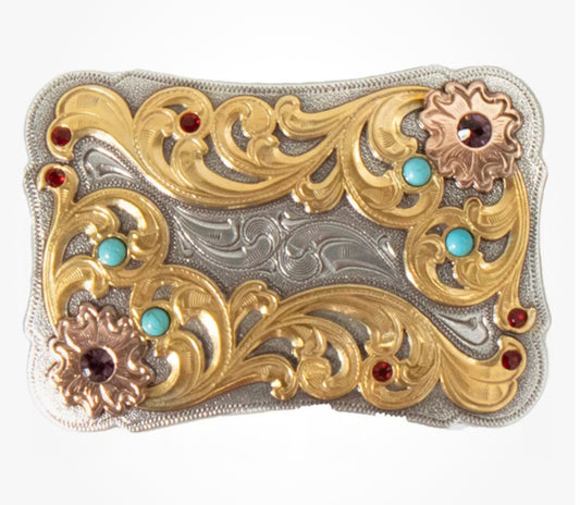 BLAZIN ROXX 2X3 RECTANGLE STONE ACCENT BELT BUCKLE