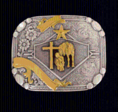 NOCONA MENS KNEELING AT THE CROSS BELT BUCKLE