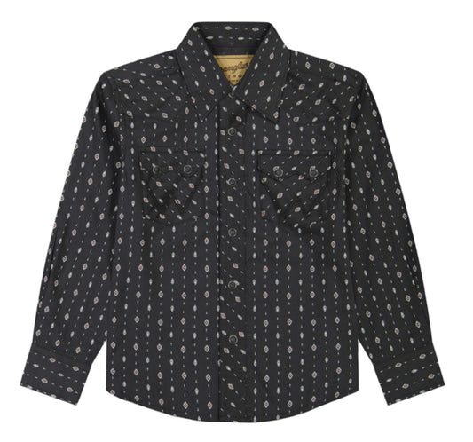 WRANGLER RETRO BOYS LONG SLEEVE BLACK SNAP SHIRT