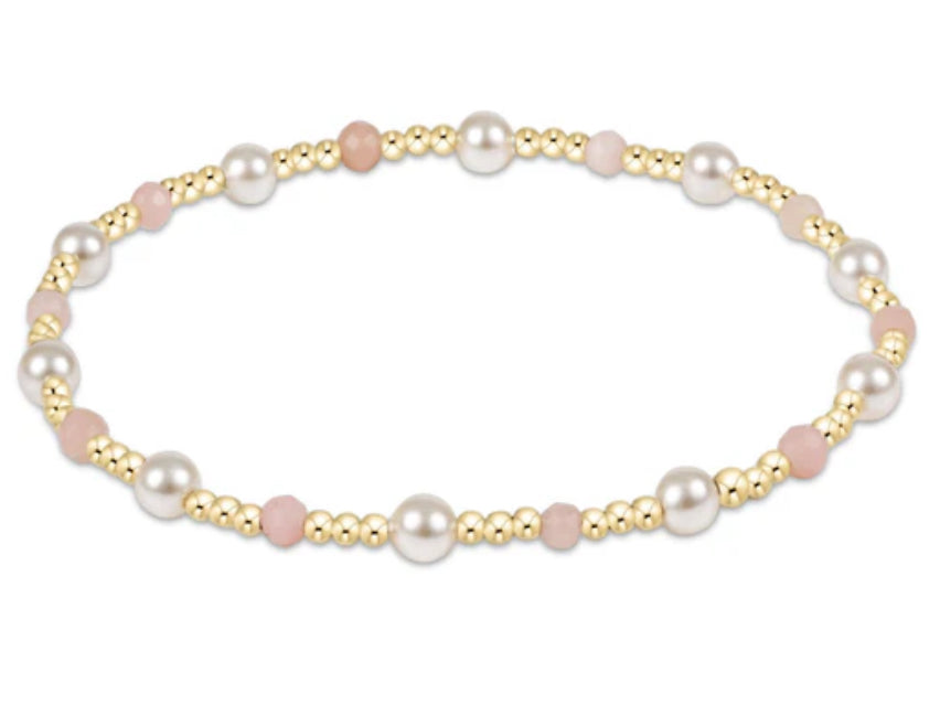 E NEWTON PEARL SINCERITY PATTERN 4MM BEAD BRACELET PINK OPAL