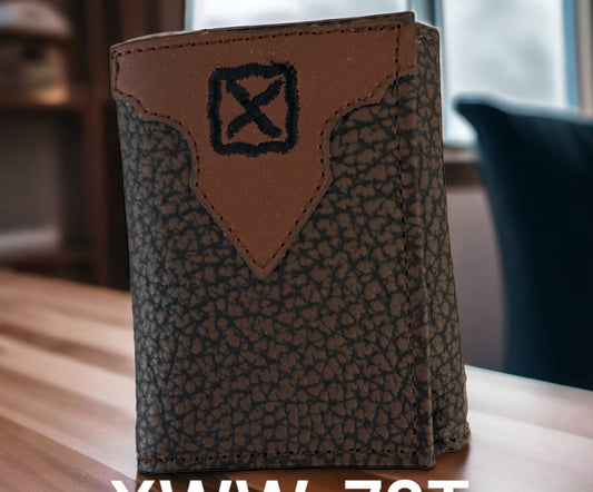 TWISTED X PEBBLED LEATHER TRIFOLD WALLET