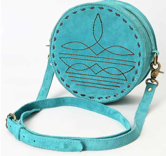 AMERICAN DARLING ROUND CANTEEN WESTERN STITCH PURSE