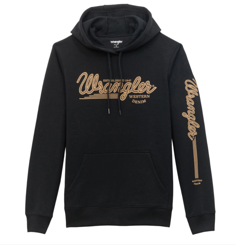 WRANGLER MENS WESTERN DENIM GRAPHIC HOODIE