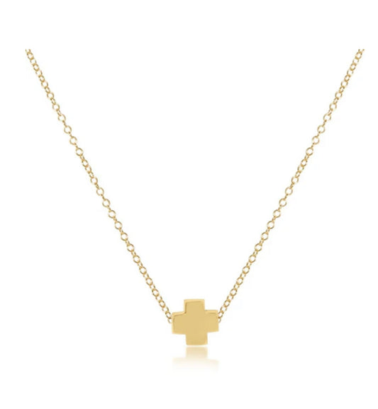 E NEWTON 16”NECKLACE GOLD SIGNATURE GOLD CROSS