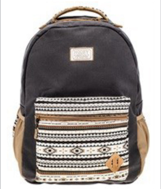 HOOEY RECESS BACKPACK CHARCOAL WITH SIMPLY TAUPE/PHANTOM COMANCHE PATTERN ACCENTS