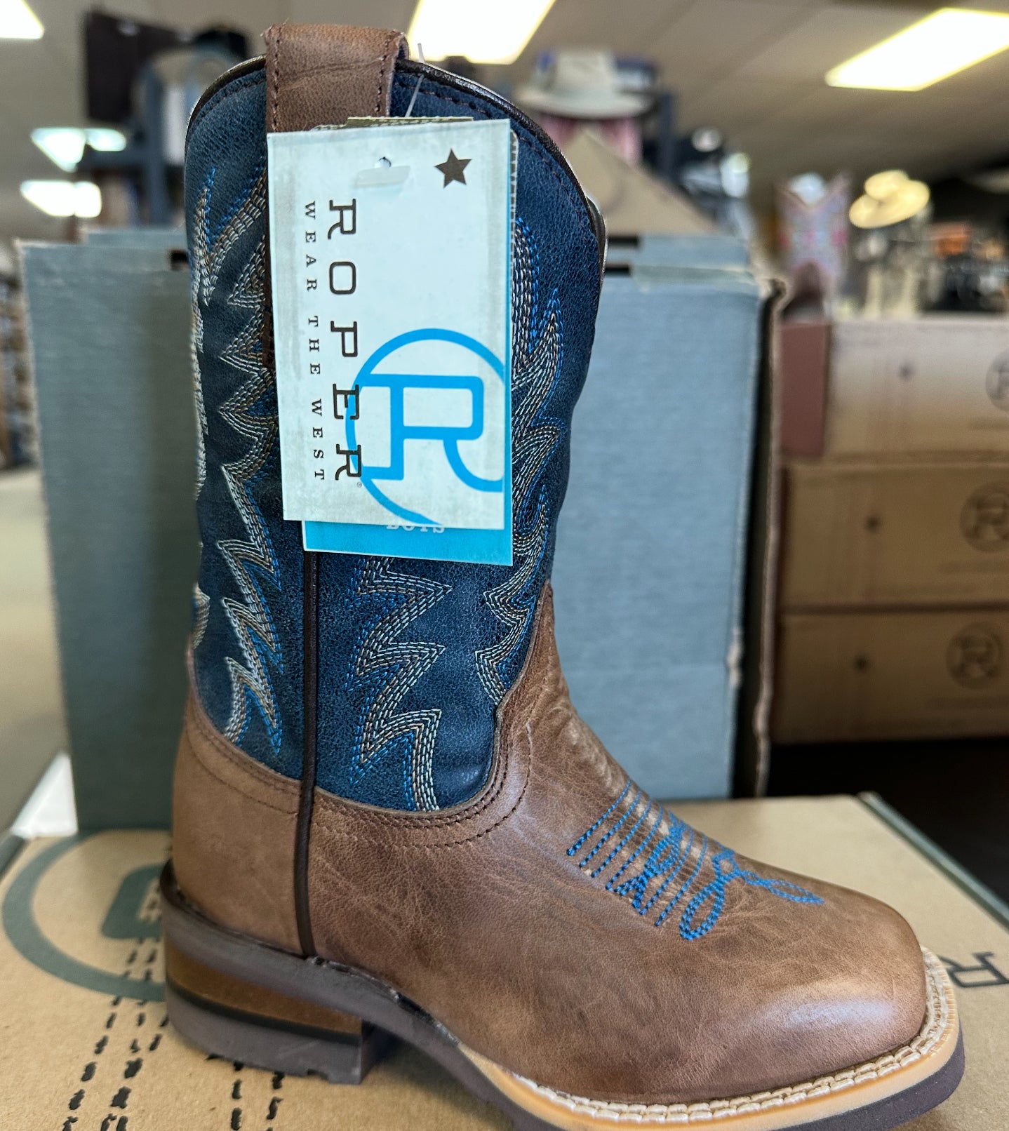ROPER LITTLE KIDS BURNISH BROWN BART BOOTS