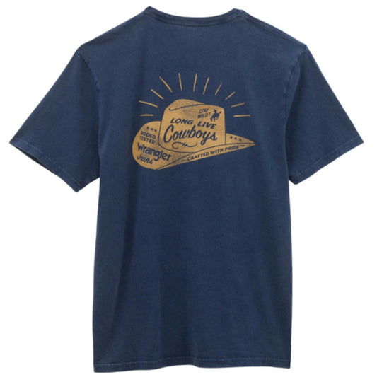 WRANGLER MENS LONG LIVE COWBOYS ONE POCKET SHORT SLEEVE TEE