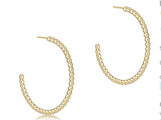 E NEETON BEADED CLASSIC 1.25” POST HOOP - 2MM GOLD EARRINGS