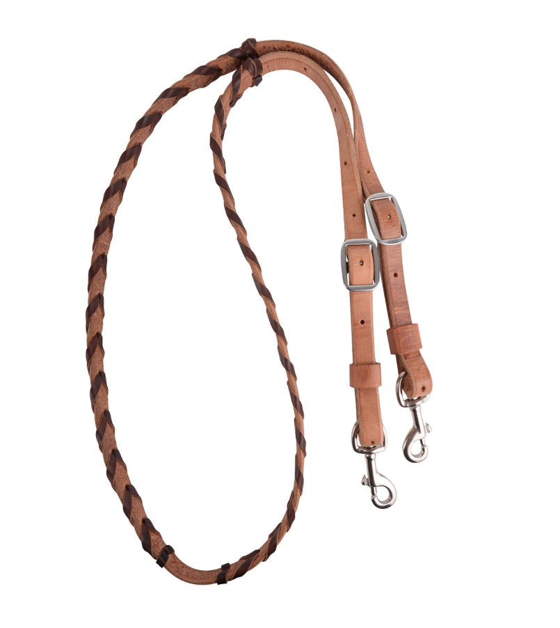 MARTIN SADDLERY BARREL REINS 5/8” W/CHOCOLATE LACE