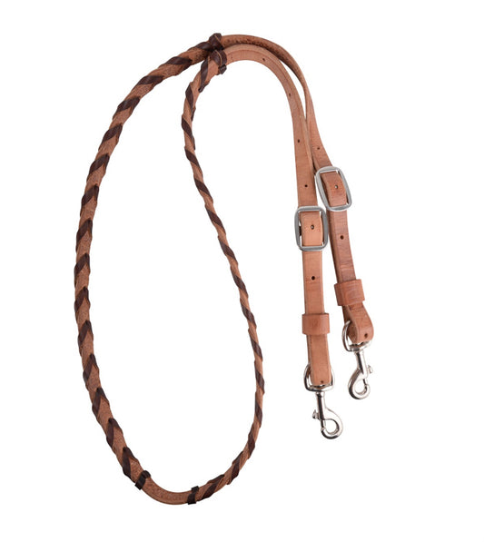 MARTIN SADDLERY BARREL REINS 5/8” W/CHOCOLATE LACE