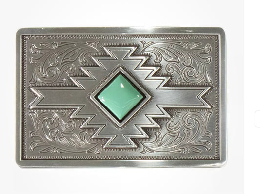 BLAZIN ROXX SQUARE DIAMOND TURQUOISE SOUTHWEST BELT BUCKLE