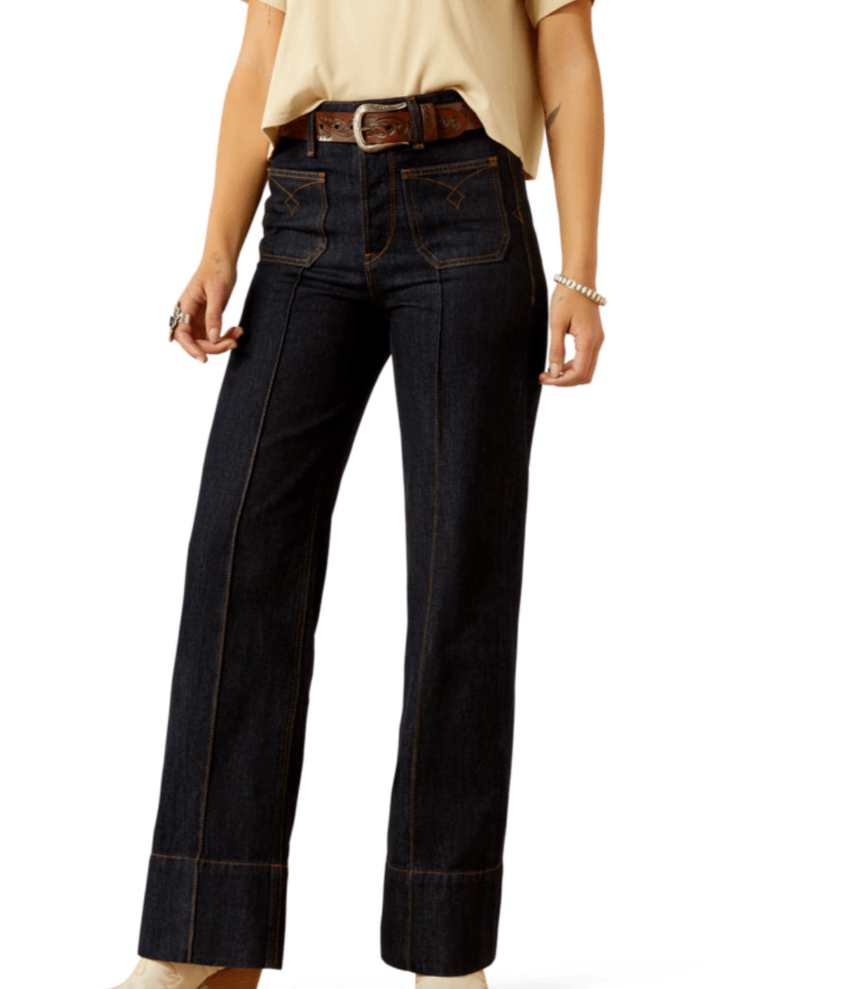ARIAT WOMENS ULTRA HIGH RISE TOMBOY WIDE LEG UTILITY WESTERN JEAN