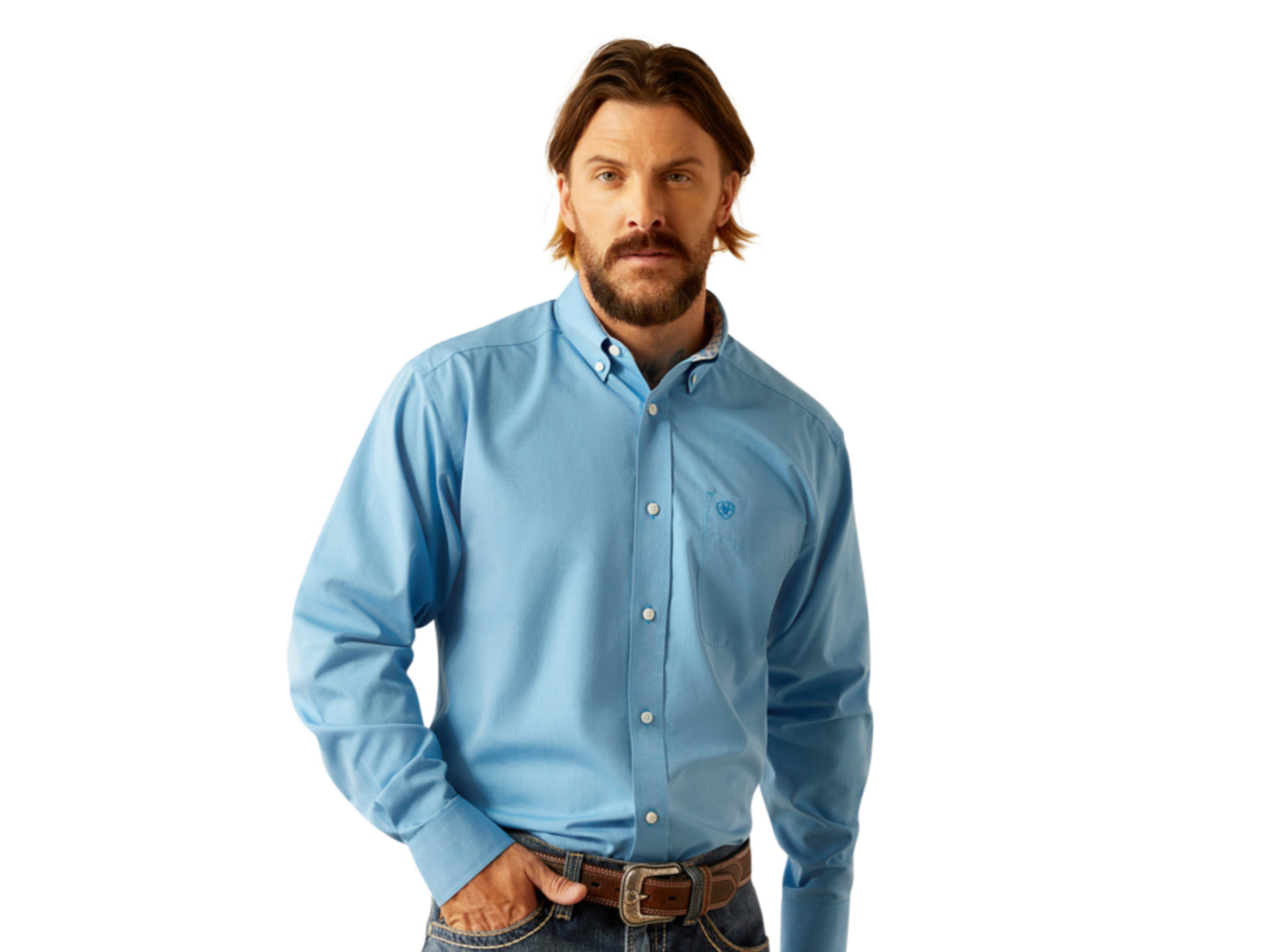 ARIAT MENS WRINKLE FREE SOLID LONG SLEEVE SHIRT